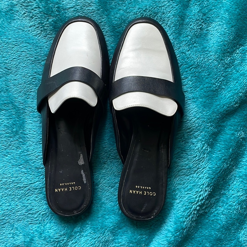 Cole Haan black and white flats